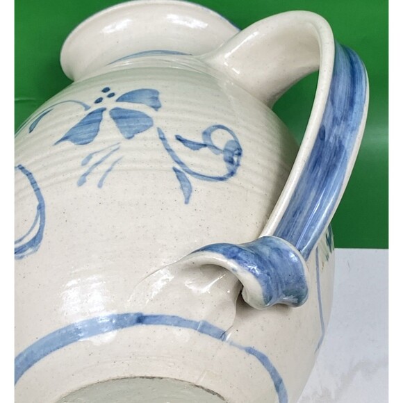 Vintage Custom Pottery Pitcher w/Unique Flip Bottom Handle Artist Signed Erin 98 - Picture 11 of 12